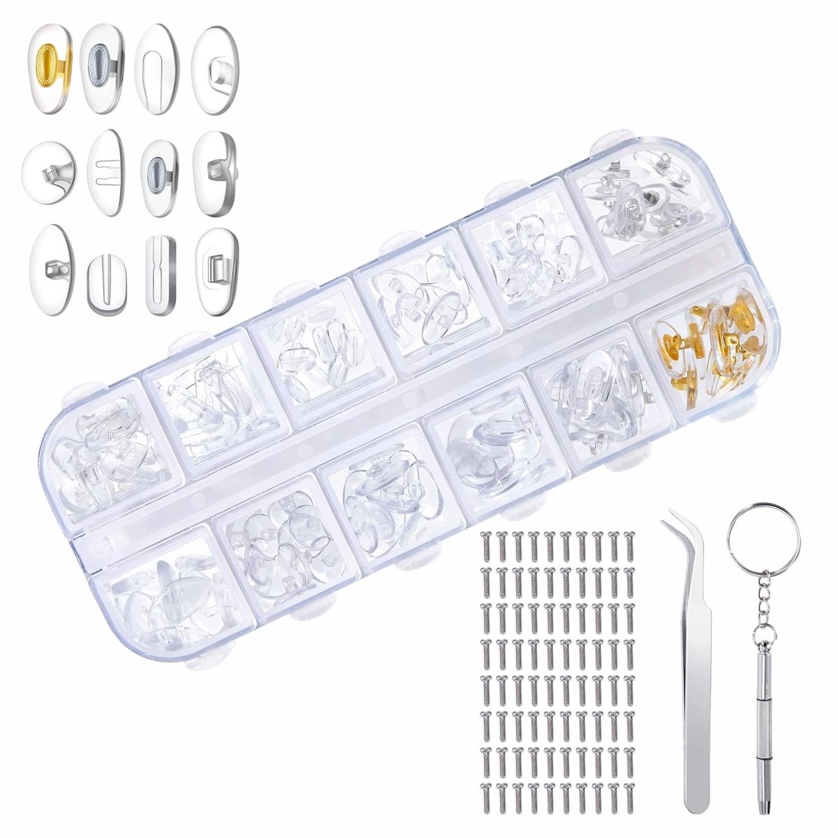 Solidchoice - Brillenreparatieset met 60 Paar Neuspads en Gereedschap