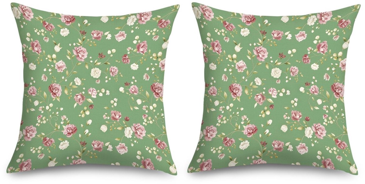 Solidchoice - Kussenslopen Set van 2 met Retro Bloemenpatroon