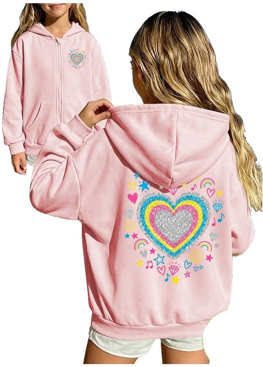 Currero Vest Meisjes Met Rits Sweater Meisje Cardigan Gebreid Sweaters Hoodie Warme Trui Lange Mouw 4-5 Jaar Roze
