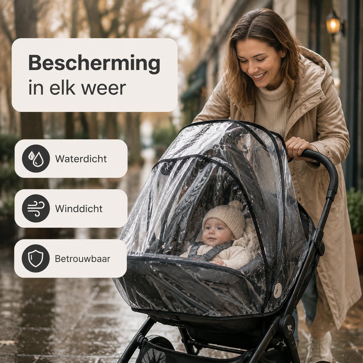 BOTC Regenhoes Kinderwagen - BPA vrij - Universele Regenhoes Kinderwagen - EVA Regenhoes voor reiswieg – foto 4