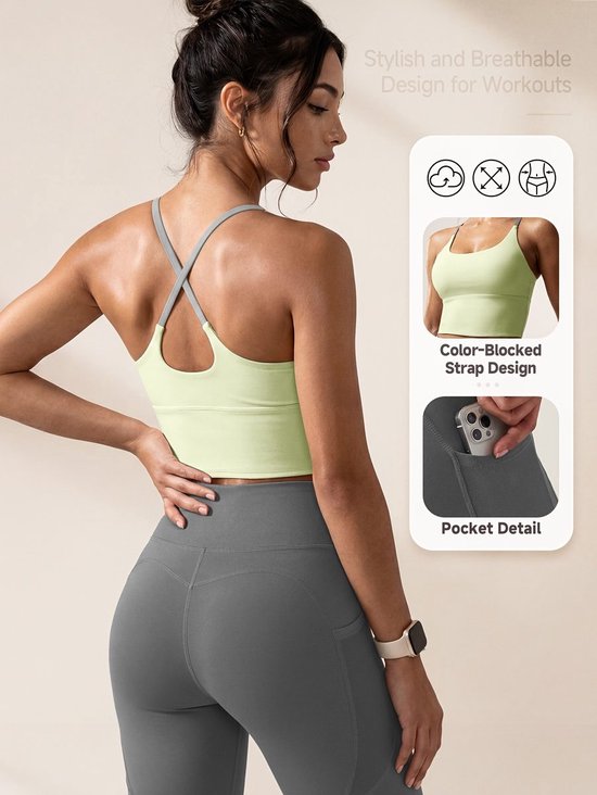 Currero Pilates Pak Dames - Yoga - Buttshaper - Gym - Fitness - Butt Lift - Bil Vergrotend - Heup Liftend - Yogakleding - Groen + Grijs XS — afbeelding 2