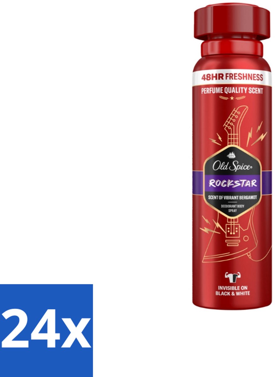 Old Spice – Deospray – Rockstar – 150 ml - Voordeelverpakking - 24 stuks
