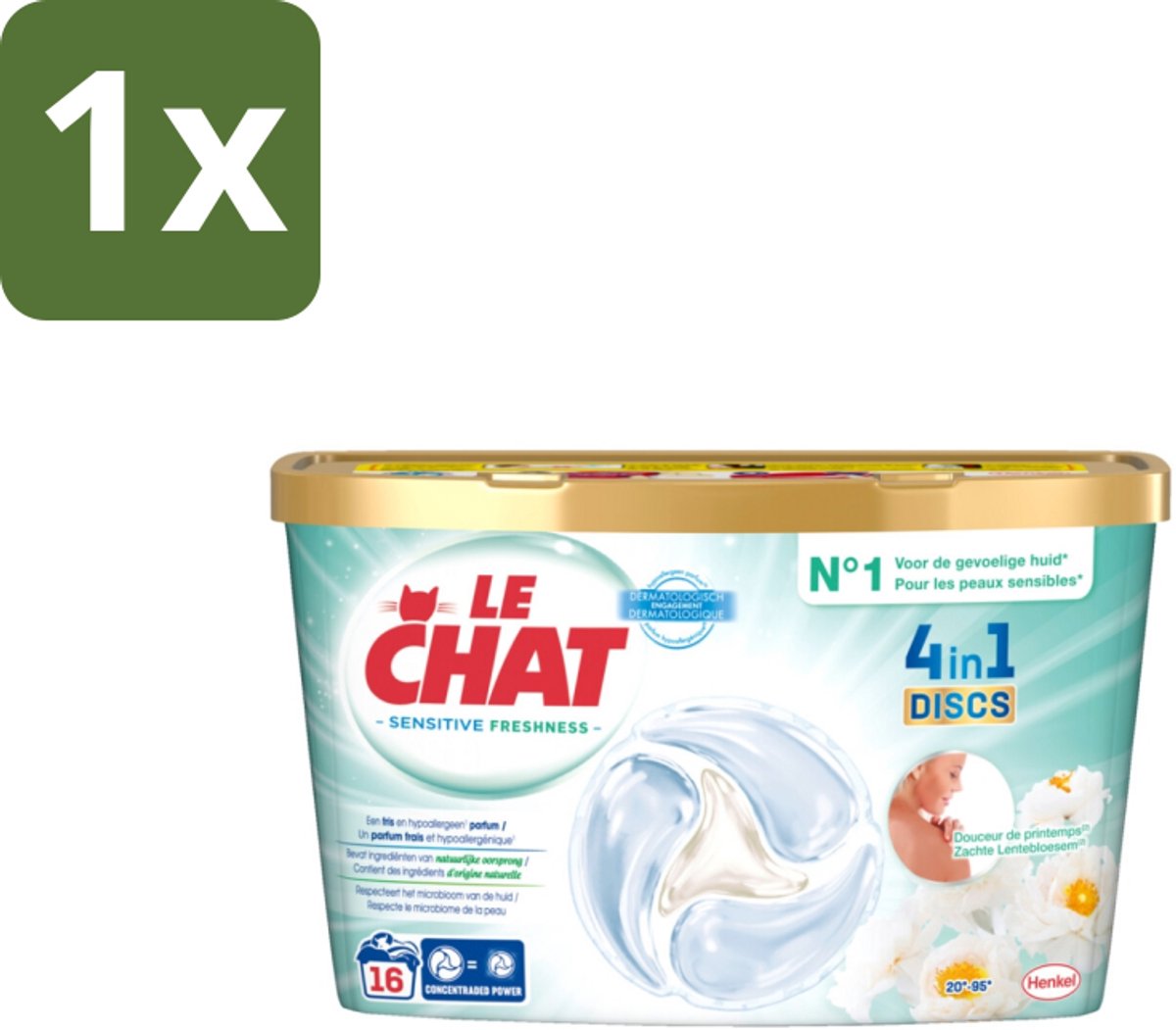 Le Chat – Wascapsules – Sensitive Zachte Lentebloesem – 16 wasbeurten - 1 stuk