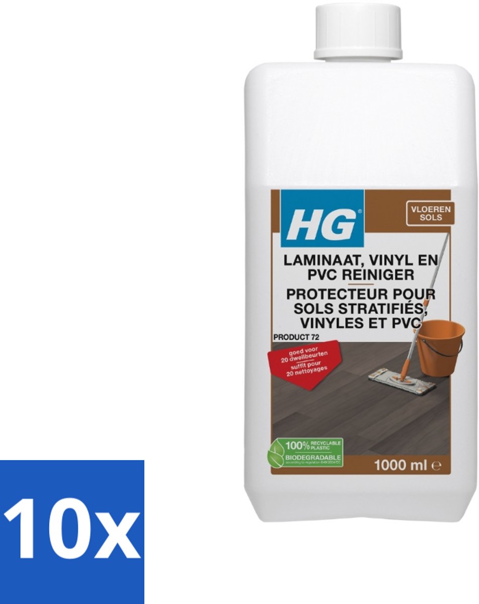 10 x HG Laminaat Reiniger 1 liter - Laminaatreiniger - Vloerreiniger - Dweilbeurt - Laminaatvloer - Reinigen