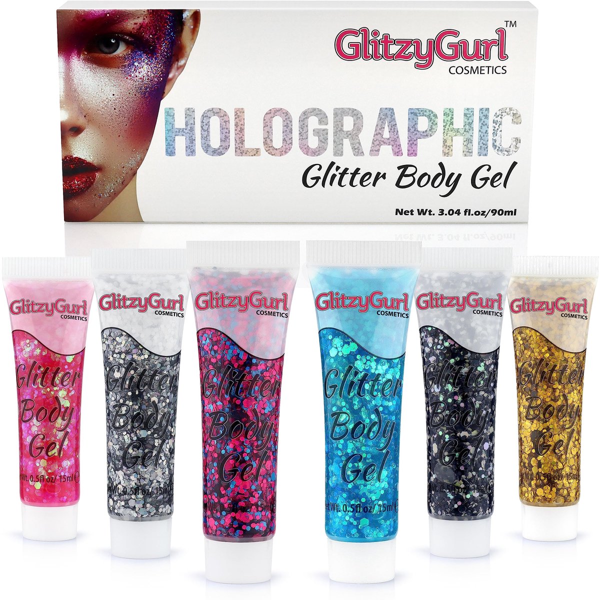 Holografische Glitter Gel voor Gezicht en Lichaam - 6 Kleuren Cosmetische Glitter