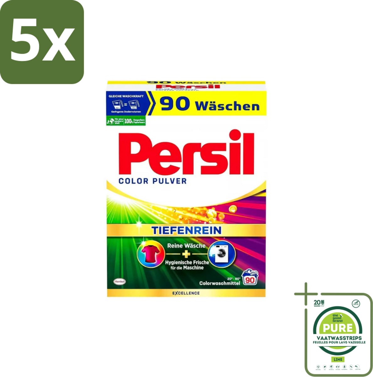 5 x Persil – Waspoeder – Universal Witte Was - 90 Wasbeurten - Grootverpakking - Wasmiddel - Waspoeder - Wasmachine - Reiniging - Vlekverwijdering