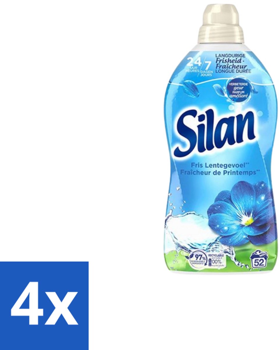 Silan – Wasverzachter – Classic Blue Fris Lentegevoel – 1144 ml - Voordeelverpakking - 4 stuks