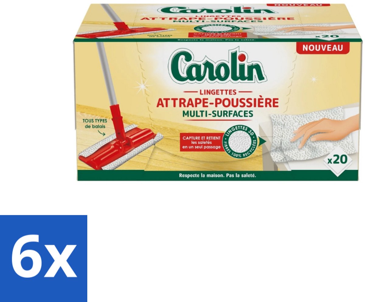 Carolin – Doekjes – Anti-Stof Multi-Oppervlakken – 20 Doekjes - Voordeelverpakking - 6 stuks