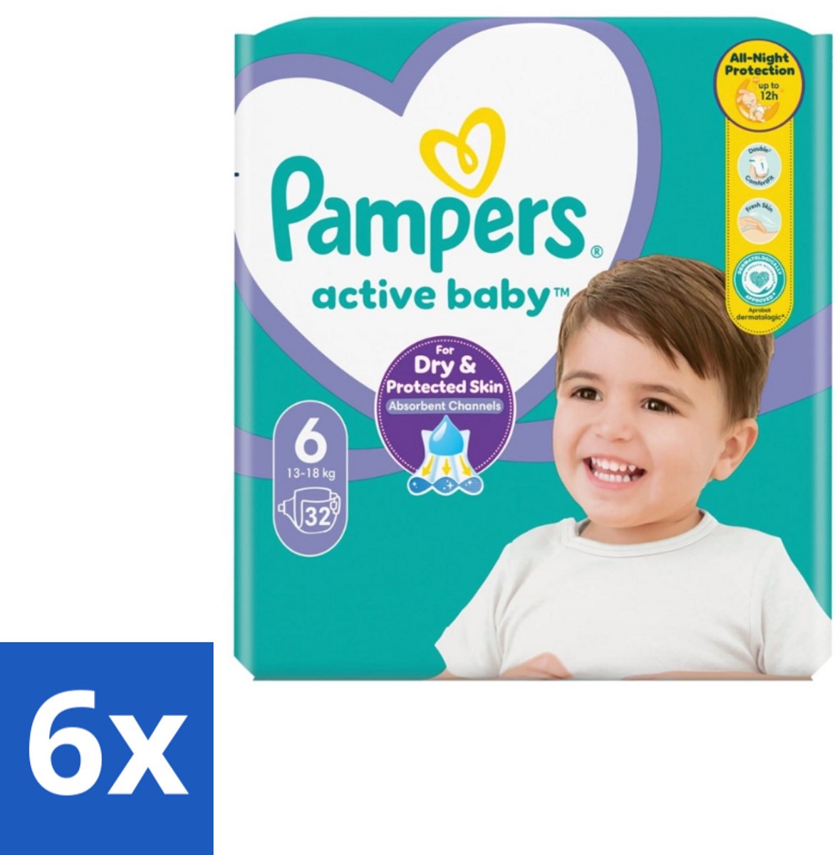 Pampers – Luiers – Active Baby Maat 3 (6-10 kg) – 90 Luiers - Voordeelverpakking - 6 stuks