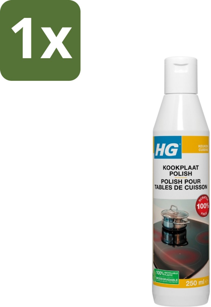 1 x HG Kookplaat Polish 250 ml - Kookplaat Reinigen - Vet Verwijderen - Kalk Verwijderen - Kookranden Verwijderen - Inductieplaat Reinigen
