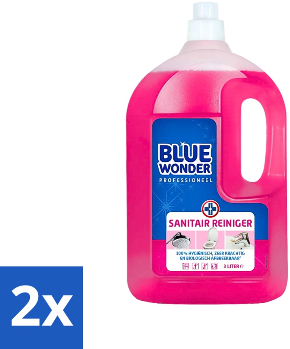 2 x Blue Wonder - Professioneel Sanitairreiniger - Kalk & Vuil Verwijderen - 3 Liter - Badkamerreiniger - Kalkverwijderaar - Allesreiniger - Ontvetter - Schoonmaakmiddel