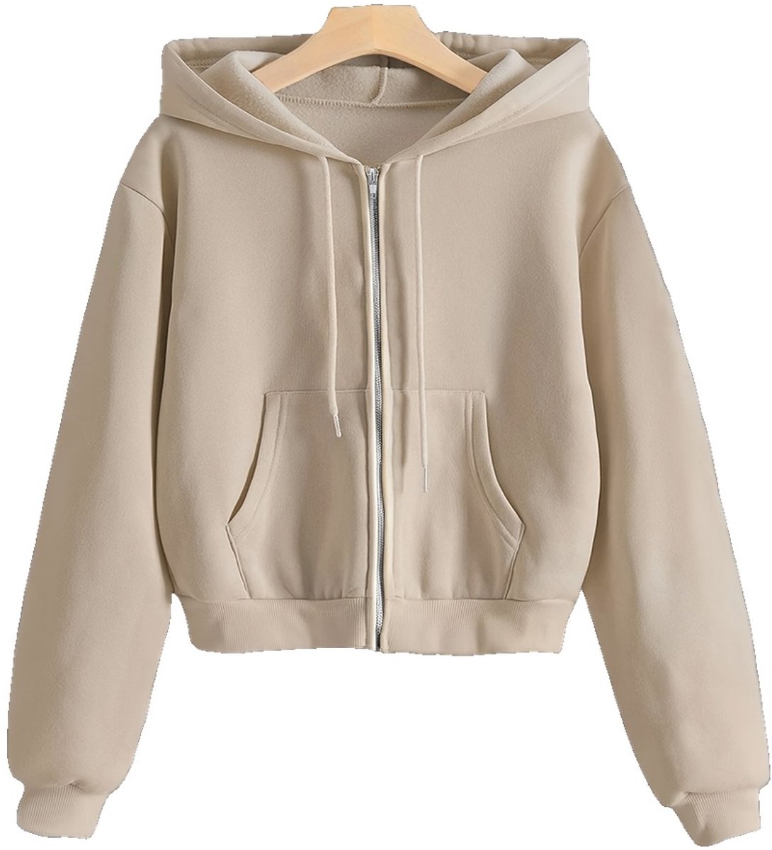 Currero Vest Dames Met Rits Sweater Cardigan Gebreid Sweaters Hoodie Warme Trui Lange Mouw Beige