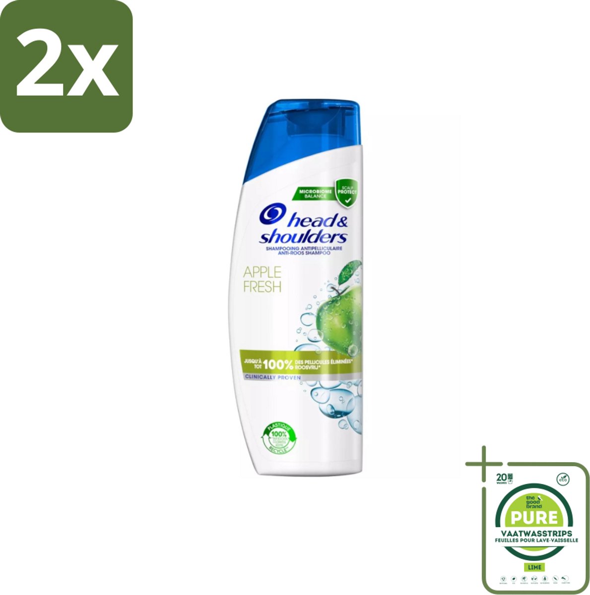 Head & Shoulders - Anti-Roos Shampoo - Apple Fresh - 285ml - Voordeelverpakking - 2 stuks - Anti-Roos Shampoo - Roos shampoo