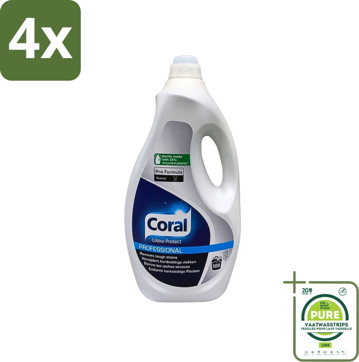 Coral - Colour Protect Professional - 100 Wasbeurten - 5L - Voordeelverpakking - 4 stuks - Kleurbescherming - Wasmiddel