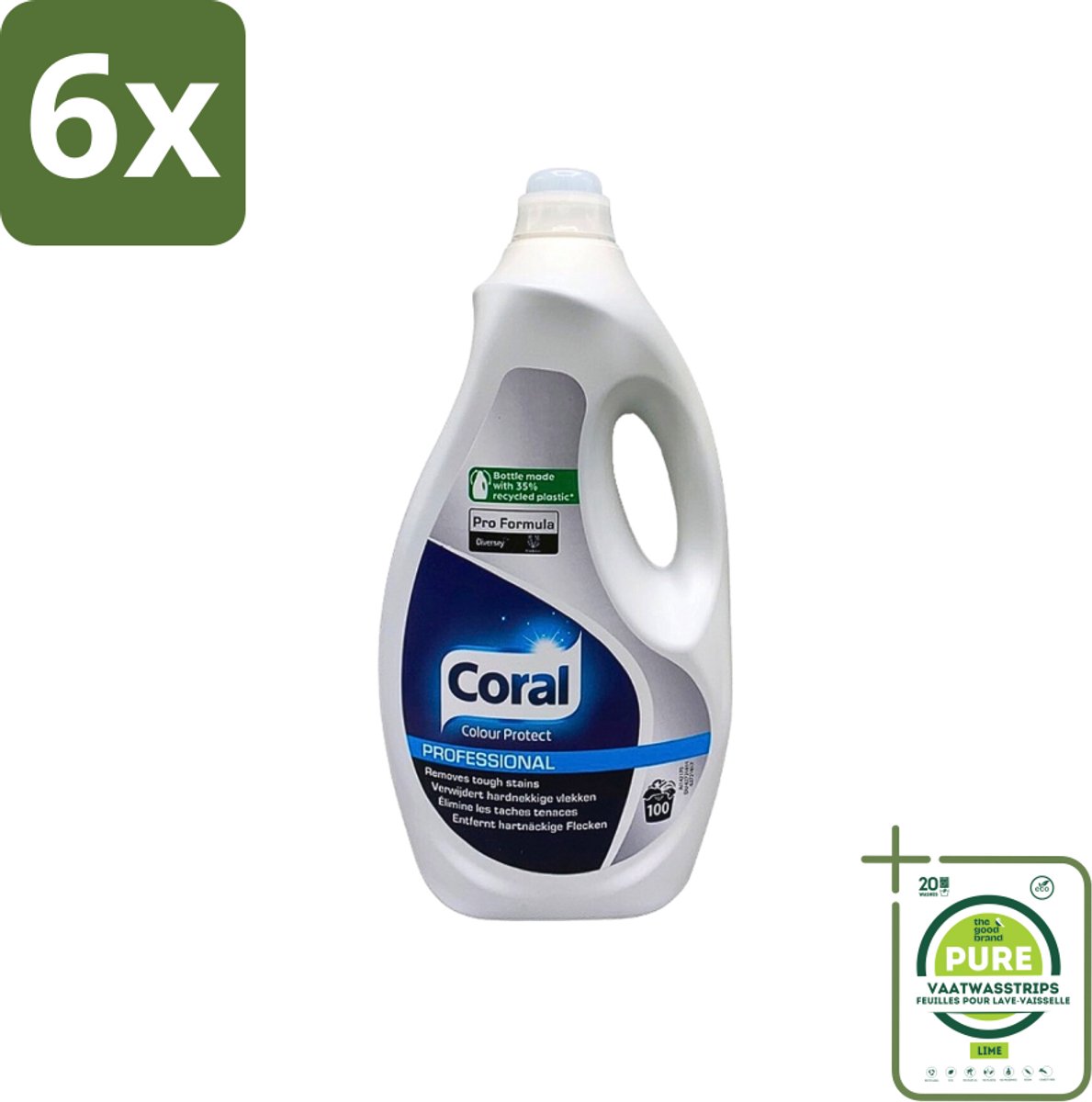 Coral - Colour Protect Professional - 100 Wasbeurten - 5L - Voordeelverpakking - 6 stuks - Kleurbescherming - Wasmiddel
