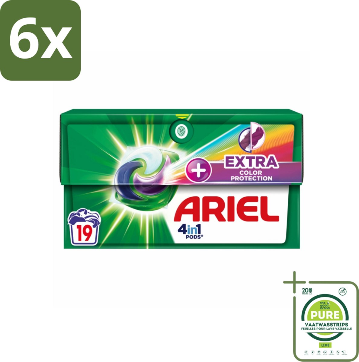 Ariel Original - Extra Kleurbescherming - Wasmiddelcapsules - 4in1 Pods - Witte en Gekleurde Was - 19 Wasbeurten - Voordeelverpakking - 6 stuks - Wasmiddel capsules - Wasmiddel pods