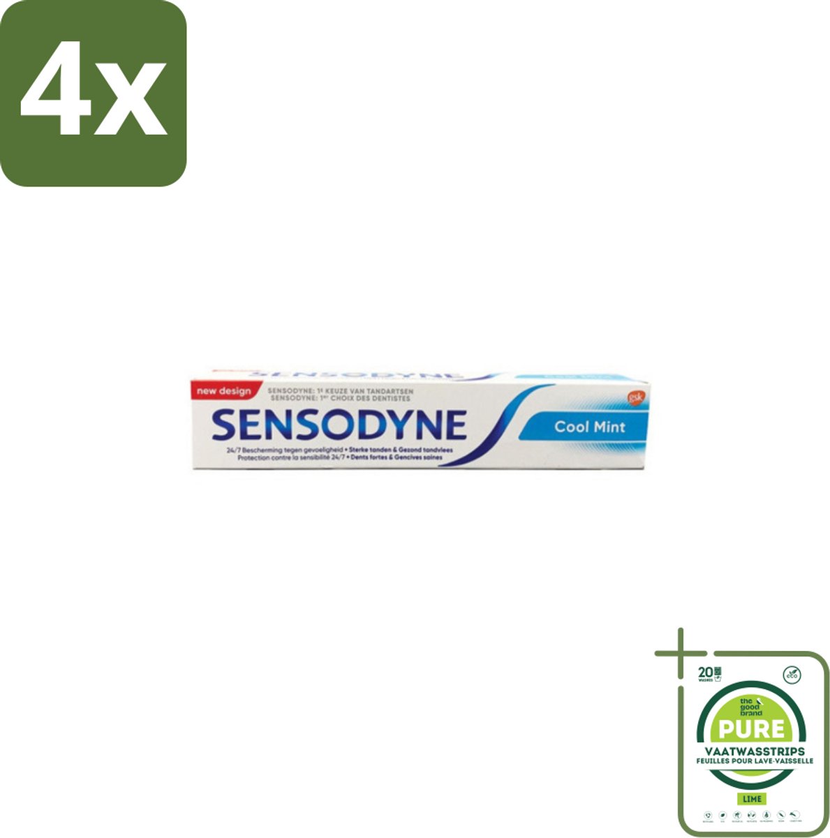 Sensodyne - Tandpasta - Cool Mint - Gevoelige Tanden - 75 ml - Voordeelverpakking - 4 stuks - Tandgevoeligheid - Tandpasta