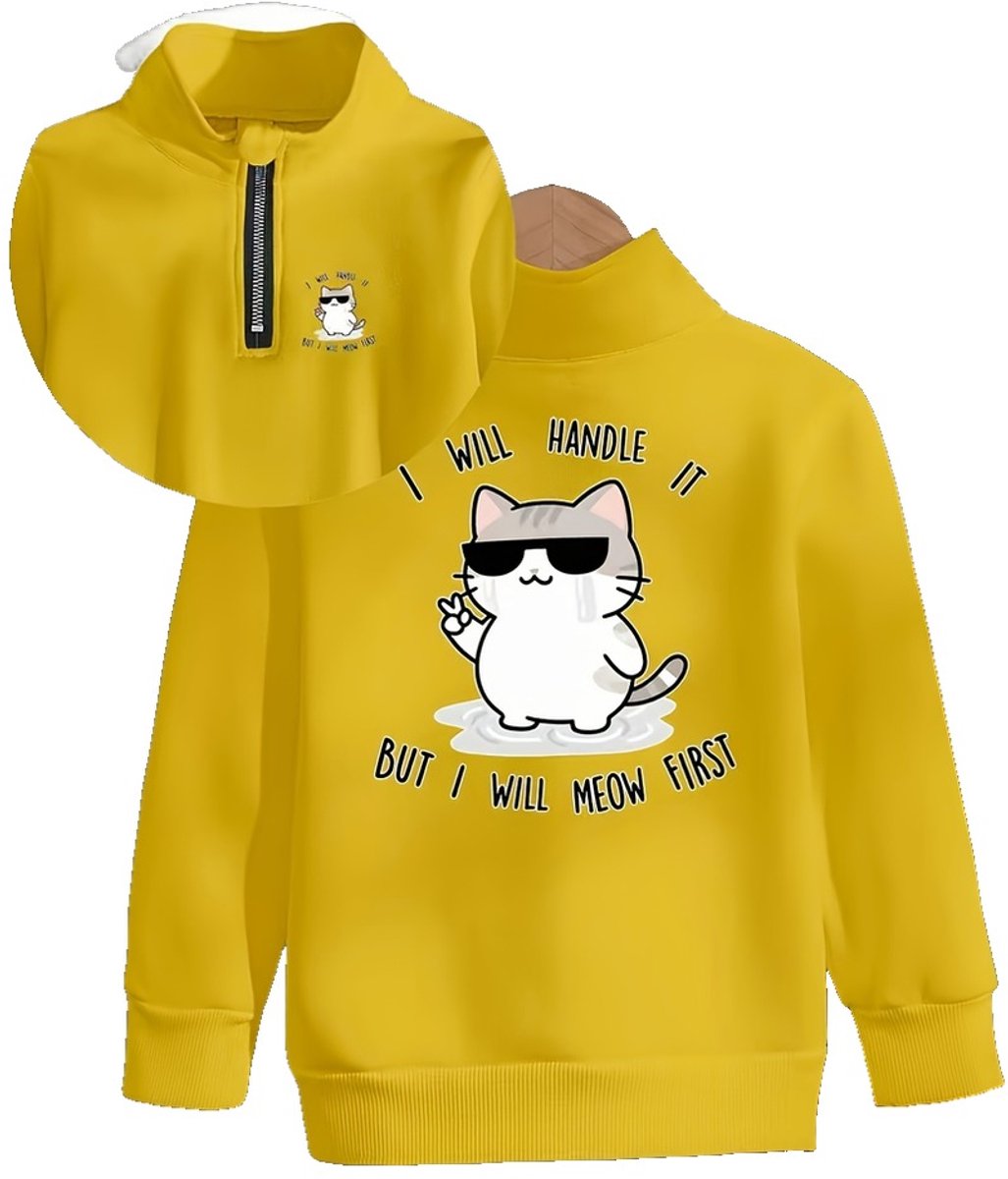 Currero Quarter Zip Jongens Sweater Met Rits Jumper Quarterzip Hoodie Jongen Warme Trui Vest Lang Coltrui 5 Jaar Geel