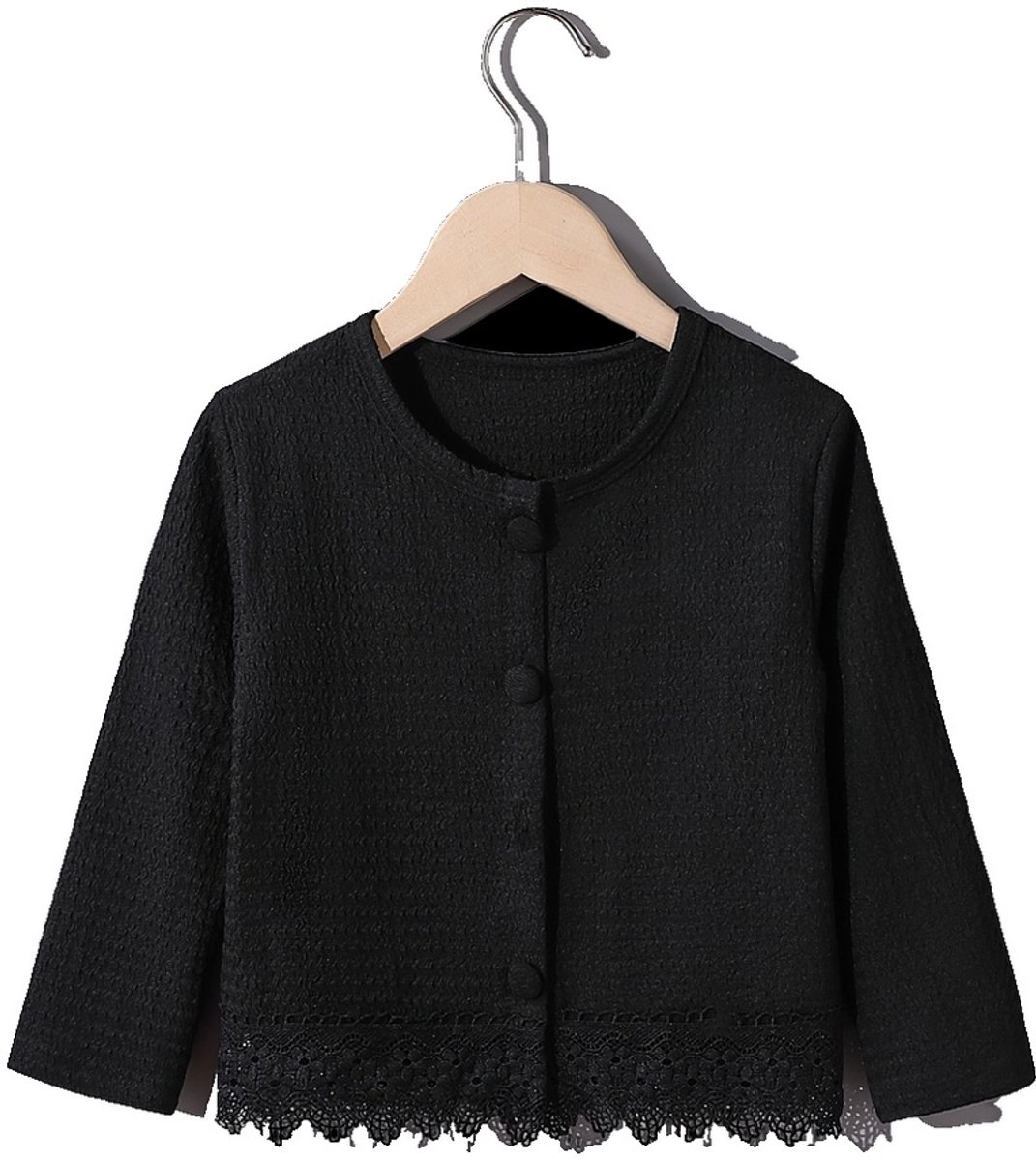 Currero Cardigan Meisjes Vest Meisje Met Knopen Kinderen Warm Gebreid Vest Long 7-8 Jaar Zwart