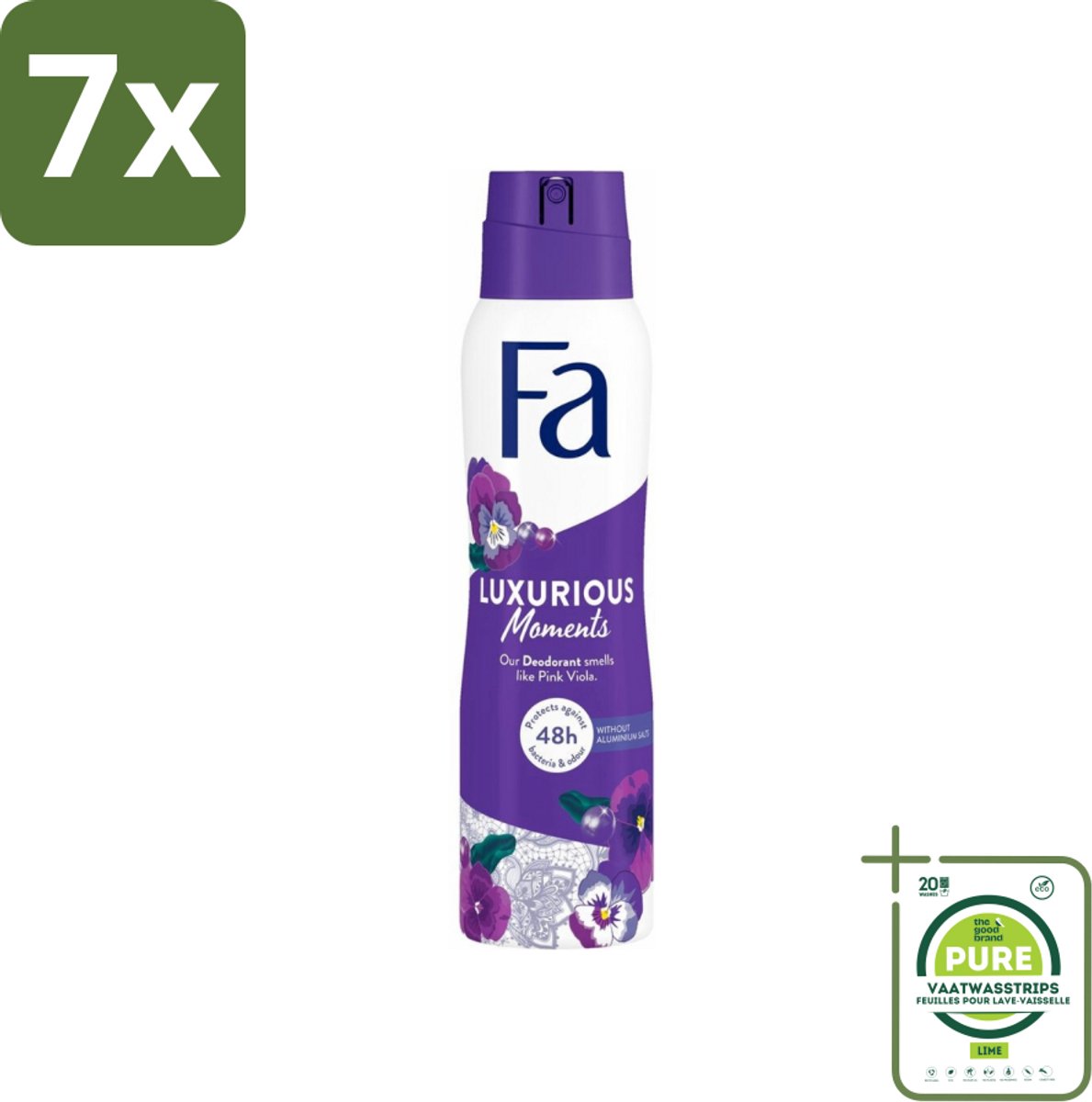 7 x Fa Deodorant Spray Luxurious Viola 150 ml - Grootverpakking - Deodorant - Roze Viooltjes - Fa - Anti-Vlekken - Huidvriendelijk