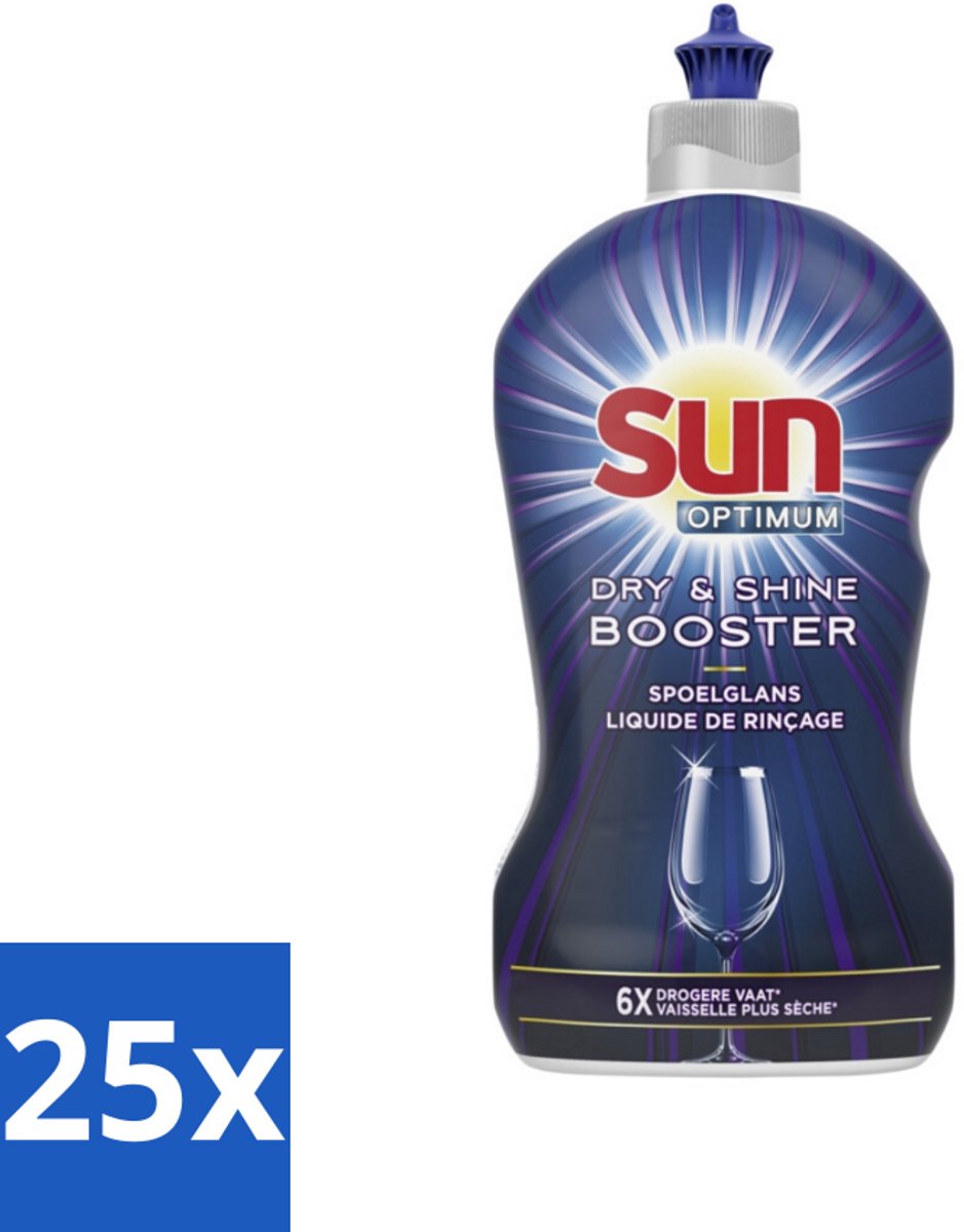 25 x Sun - Shine & Dry Booster - Spoelglans - 450 ml - Spoelglans - Vaatwasmachine - Snellere Droging - Streeploze Afwerking - Glanzend Resultaat