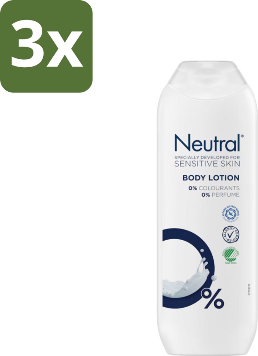 3 x Neutral - Bodylotion - Gevoelige Huid - 0% Kleurstof & Parfum - 250 ml - Gevoelige Huid - Bodylotion - Hydratatie - Zachte Huid - 0% Parfum