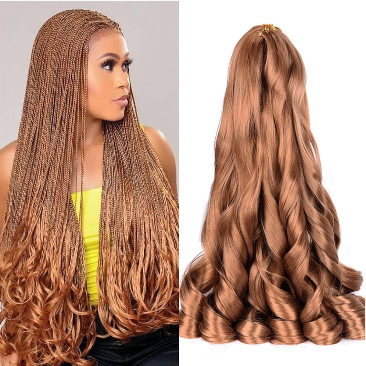 Solidchoice - Franse Curl Vlecht Haar Extensions - 20 Inch Losse Golf