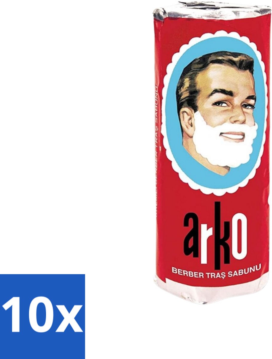10 x Arko - Scheerzeep - Verzorgt en Beschermt de Huid - 75 ml - Scheerzeep - Scheermes - Schuim - Huidbescherming - Traditioneel Scheren