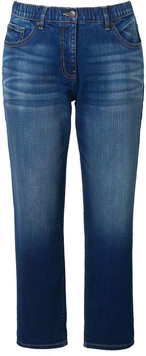 Ulla Popken - Dames - Boyfriend-jeans 5-pocket model comfortabele tailleband - Blauw denim - Maat 124