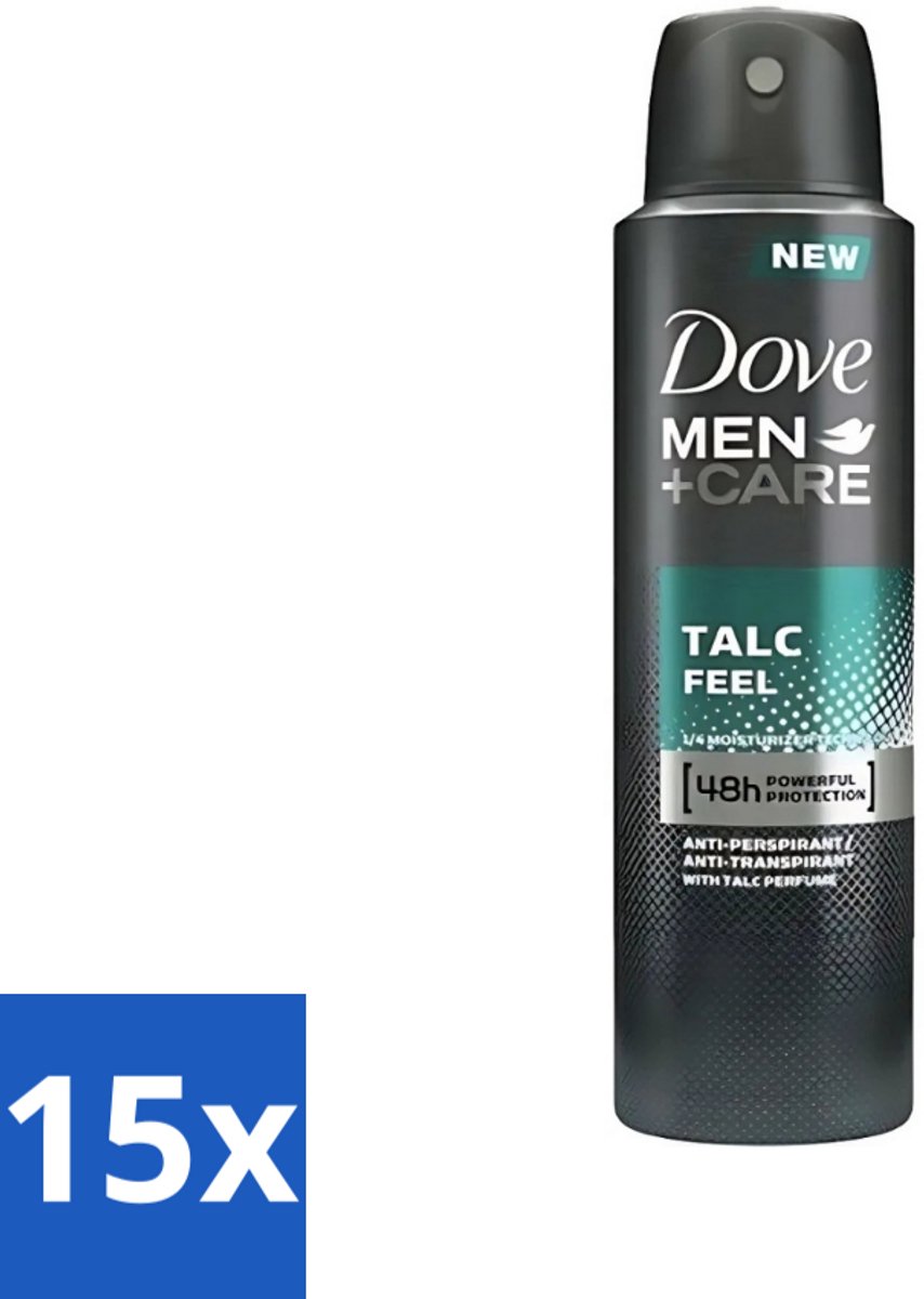 Dove - Deodorant - Men Care Talc Feel - Zachte en verzorgende bescherming - 150 ml - Bulkverpakking - 15 stuks