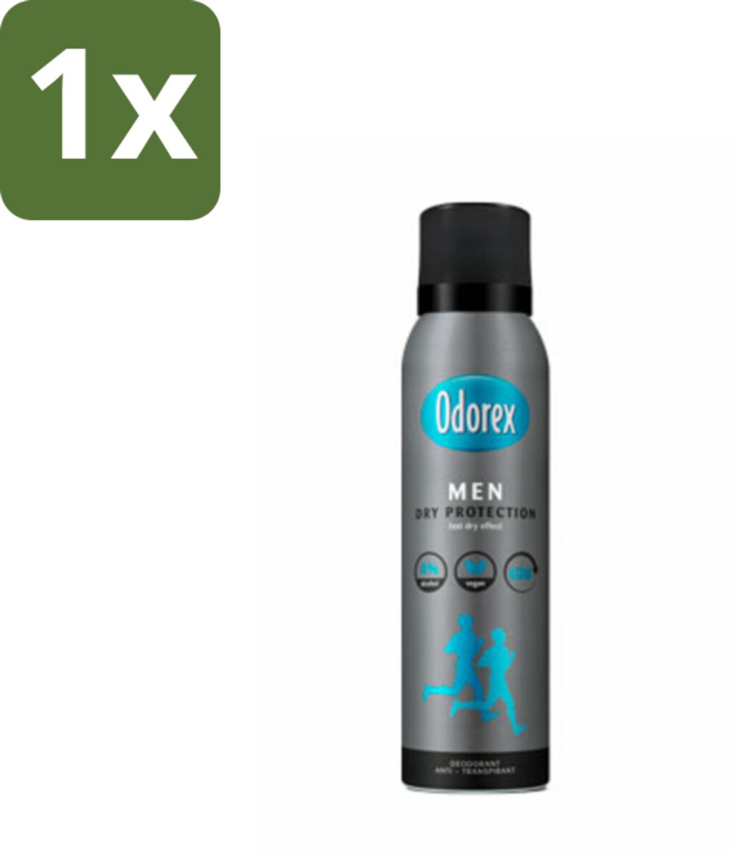1 x Odorex Men - Deodorant Spray - Dry Protection - Langdurige Frisheid - 150 ml - Mannelijke Deodorant Spray - Langdurige Frisheid - Zweetbescherming - Oksel Droog - Deospray Voor Mannen
