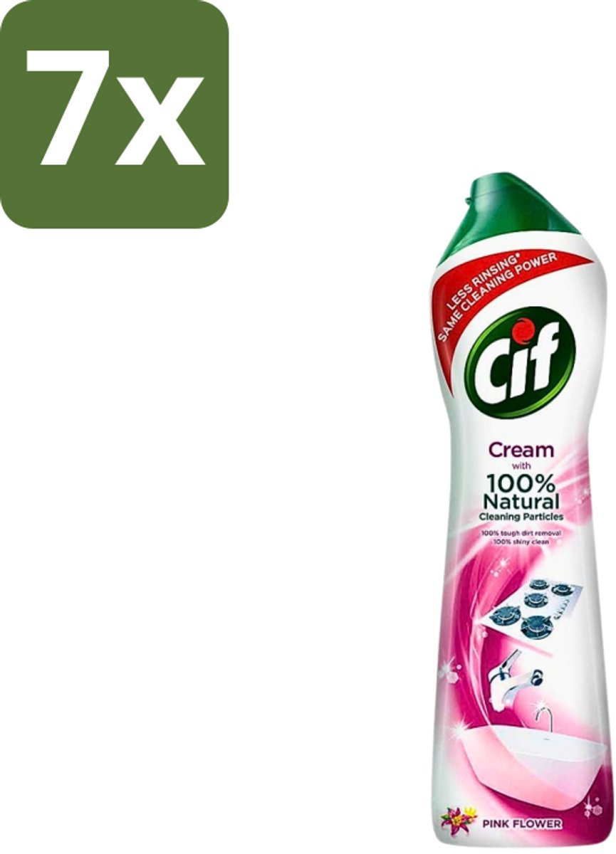 7 x Cif - Badkamer & Keuken - Schuurmiddel - Cream Pink Flower - 500 ml - Schuurmiddel - Schuren - Reinigen - Vuil Verwijderen - Vet Verwijderen