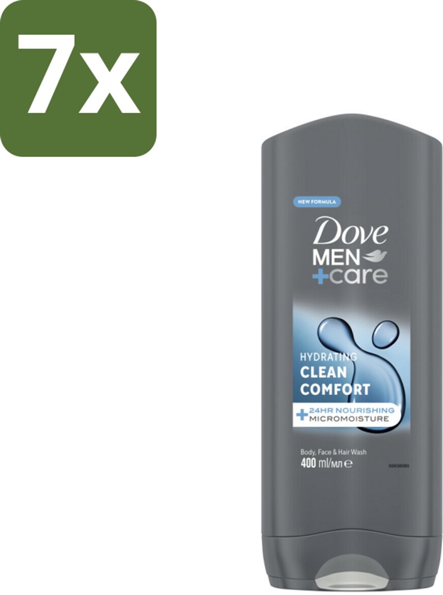 7 x Dove Douchegel Men+ Care Clean Comfort 400 ml - Douchegel Mannen - Reiniging Mannenhuid - Frisse Geur - Energiegevende Douchegel - Hydraterende Douchegel