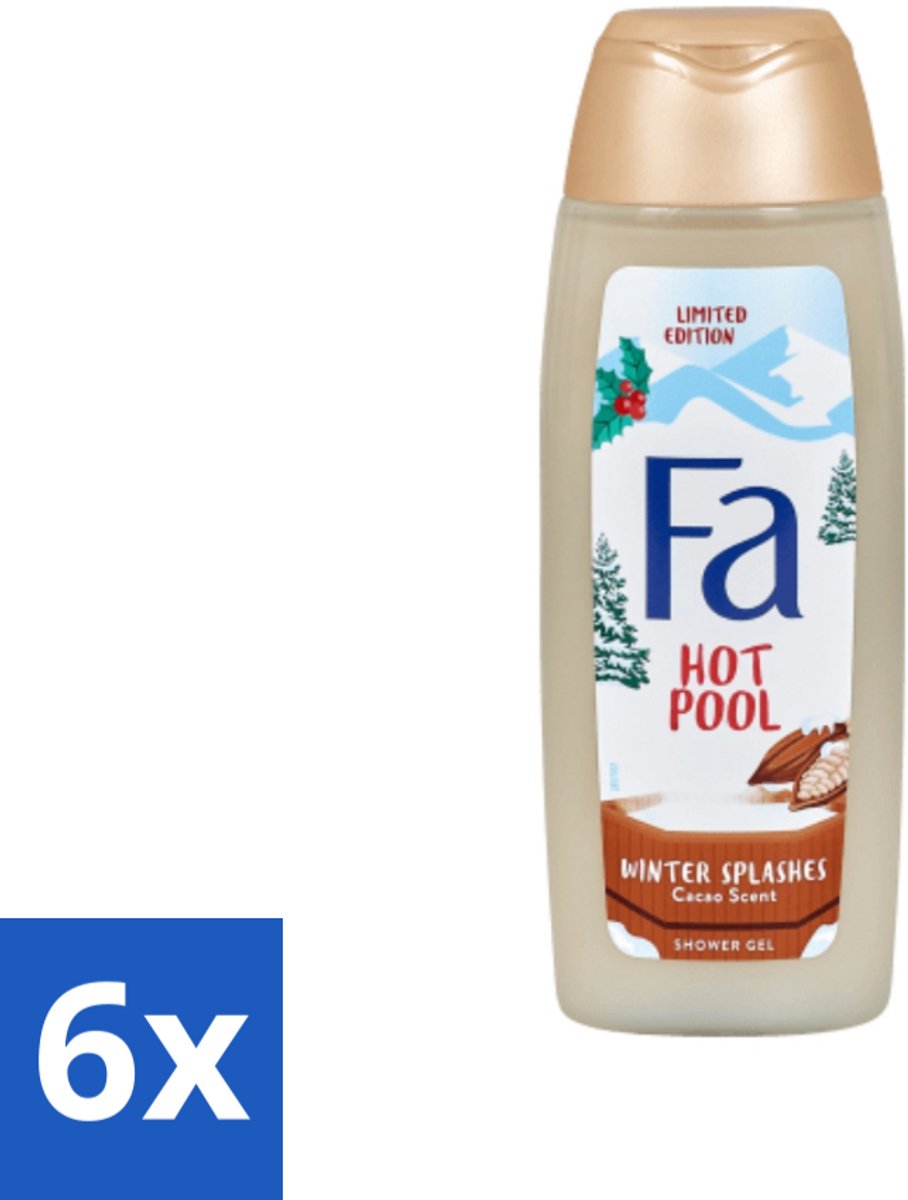 6 x Fa - Douchegel - Winter Splashes Hot Pool Cacao - Warm & Verwarmend - Verzachtend - 250 ml - Douchegel - Winter - Verwarmend - Cacao - Verzachtend