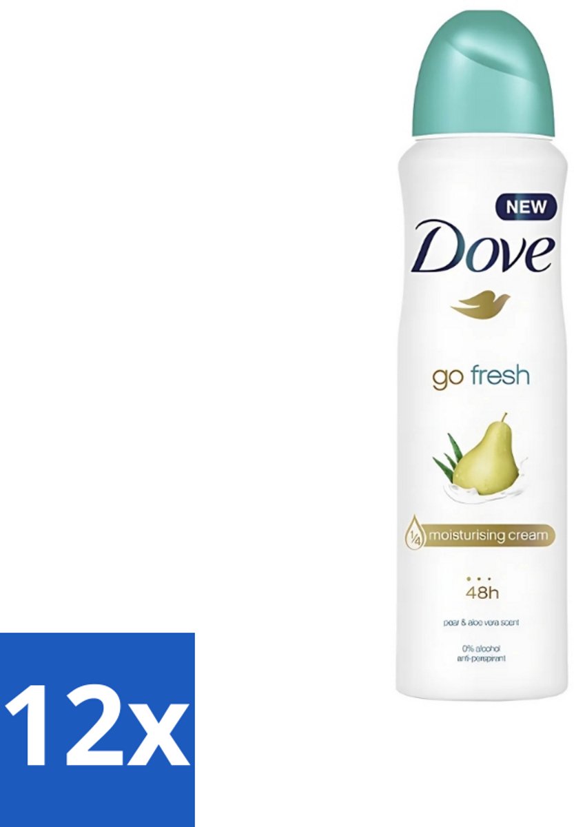 Dove - Deodorant - Spray Go Fresh Pear & Aloe - Frisse en verzorgende geur - 250 ml - Voordeelverpakking - 12 stuks