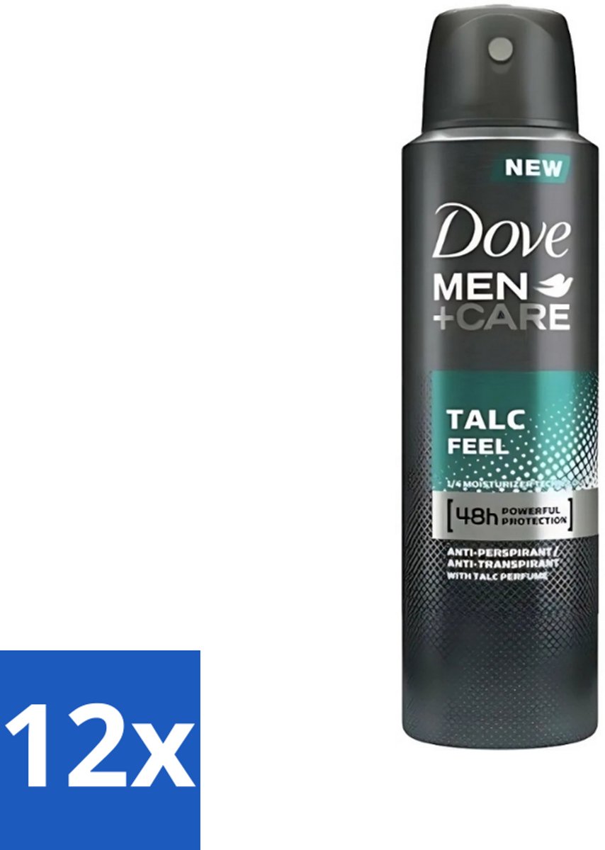 Dove - Deodorant - Men Care Talc Feel - Zachte en verzorgende bescherming - 150 ml - Voordeelverpakking - 12 stuks
