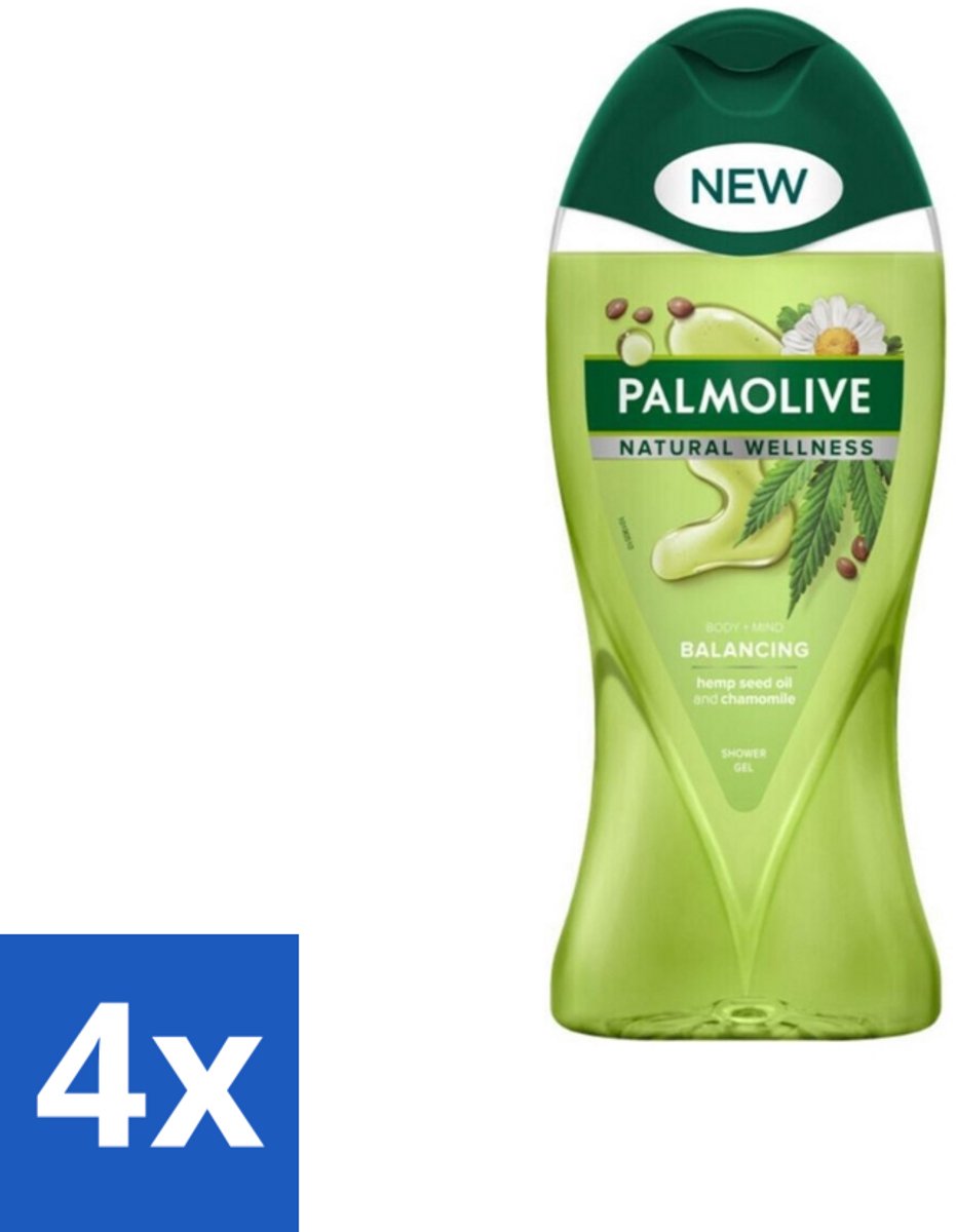 4 x Palmolive - Natural Wellness - Douchegel - Balancing - Ontspannend & Fris - 250 ml - Douchegel - Ontspanning - Wellness - Balans - Cannabiszaadolie