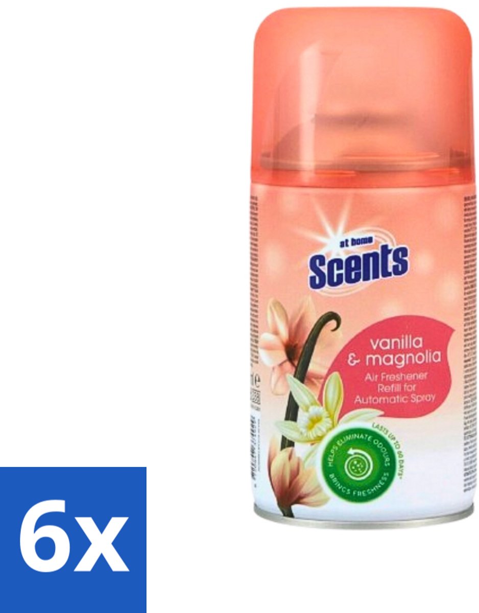 6 x At Home - Scents - Navulling - Vanille - Spray - 250 ml - Vanille Geur - Geurverspreider - Geurtjes Neutraliseren - At Home Scents - Geur In Huis