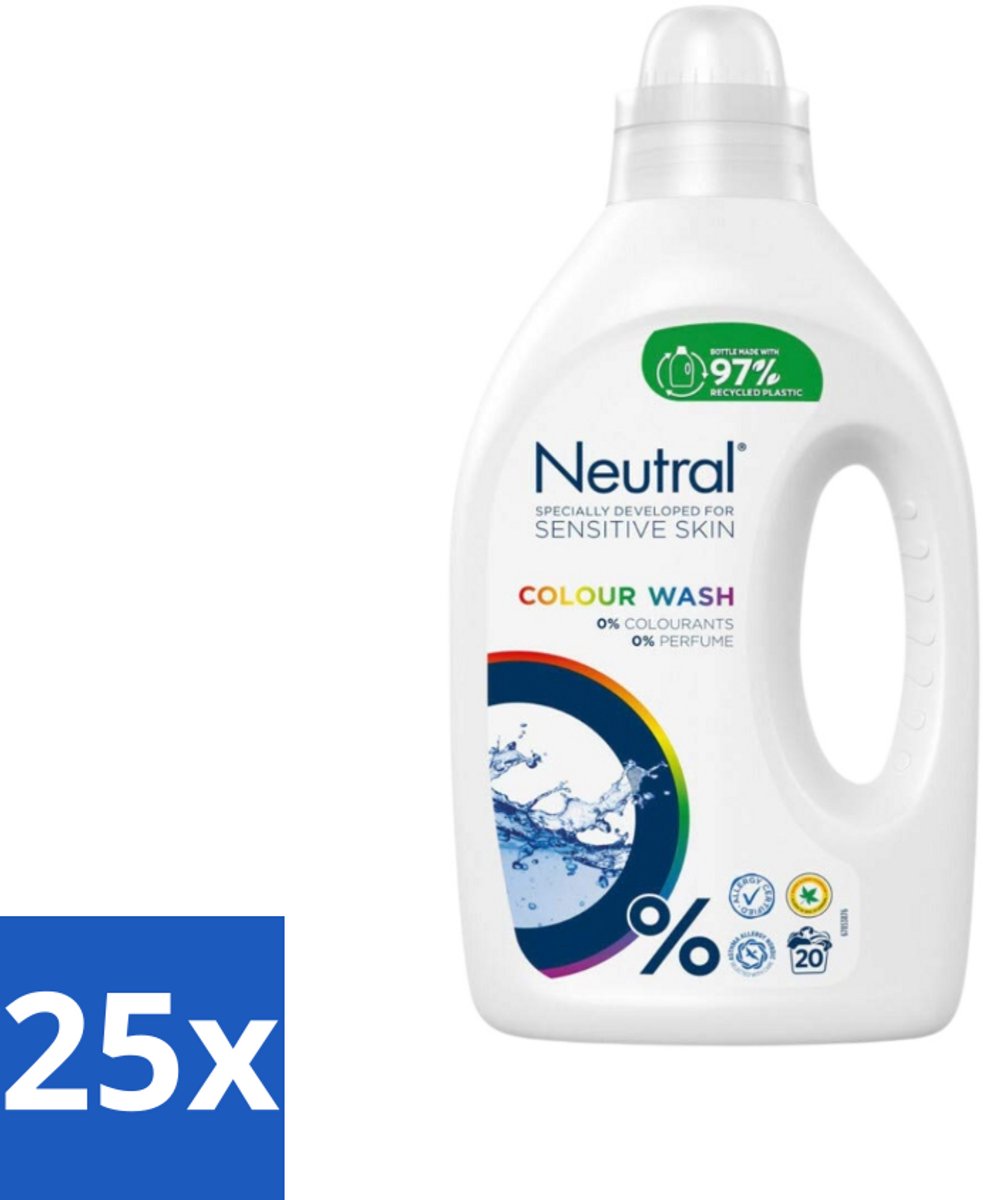Neutral Vloeibaar Wasmiddel Kleur 20 Wasbeurten 1 liter - Bulkverpakking - 25 stuks