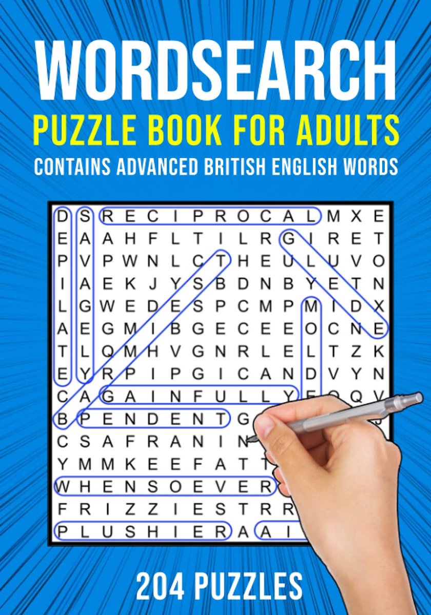 Word Search Puzzle Book for Adults: 204 Wordsearch Puzzles - Contains Advanced British English Words - ShopVlot