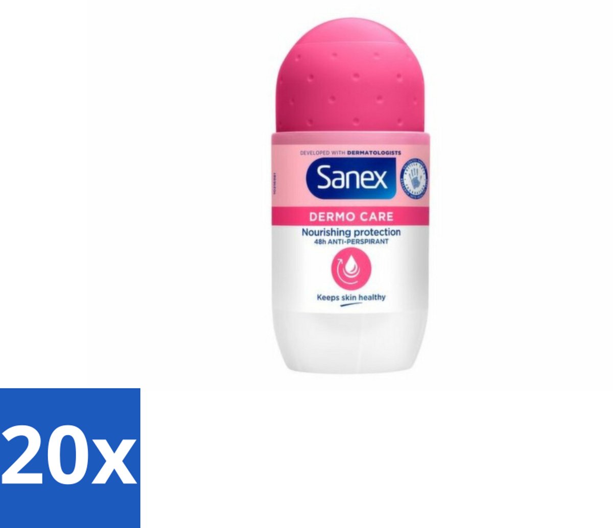 Sanex – Deodorant Roller – Dermo Care 48H Antiperspirant - 50 ml - Bulkverpakking - 20 stuks