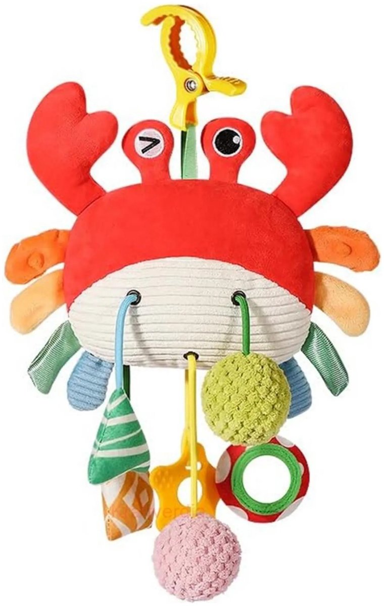 casalora - Montessori Speelgoed vanaf Baby 1 tot 4 jaar - Educatief speelgoed voor baby's - Kinderspeelgoed Onderweg - Baby Speelgoed 0-3-6-12 Maanden - Ophangbaar - Baby-bijtspeeltjes - Baby sensorisch speelgoed - Krabvormig