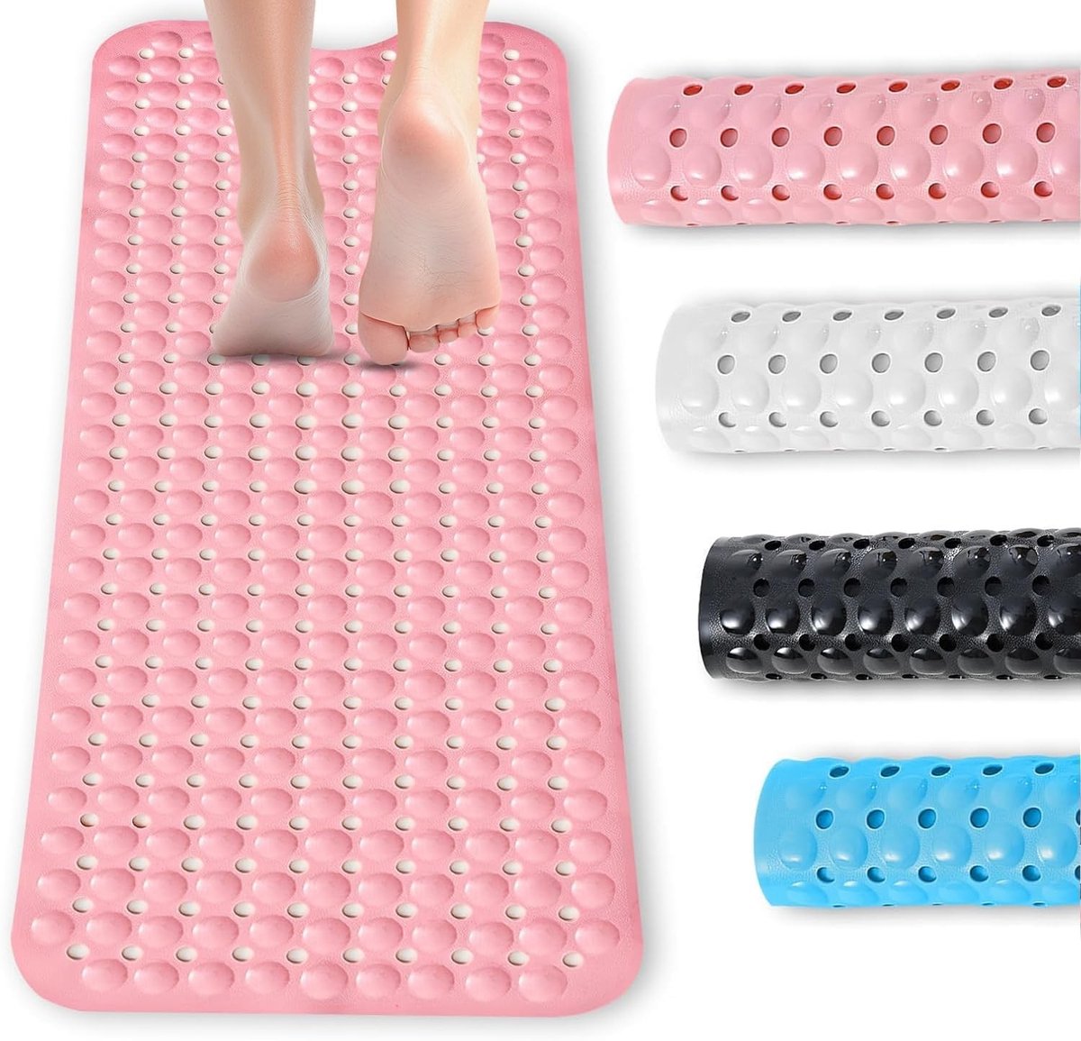 Antislip Badmat 100 x 40 cm met Sterke Zuigkracht en Anti-Schimmel, Machinewasbaar, Veilig voor Badkuipen en Binnenzwembaden voor Ouderen en Kinderen