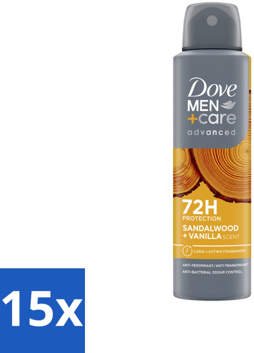 Dove – Deodorant Spray – Men+Care Sandalwood & Vanilla – 150 ml - Bulkverpakking - 15 stuks