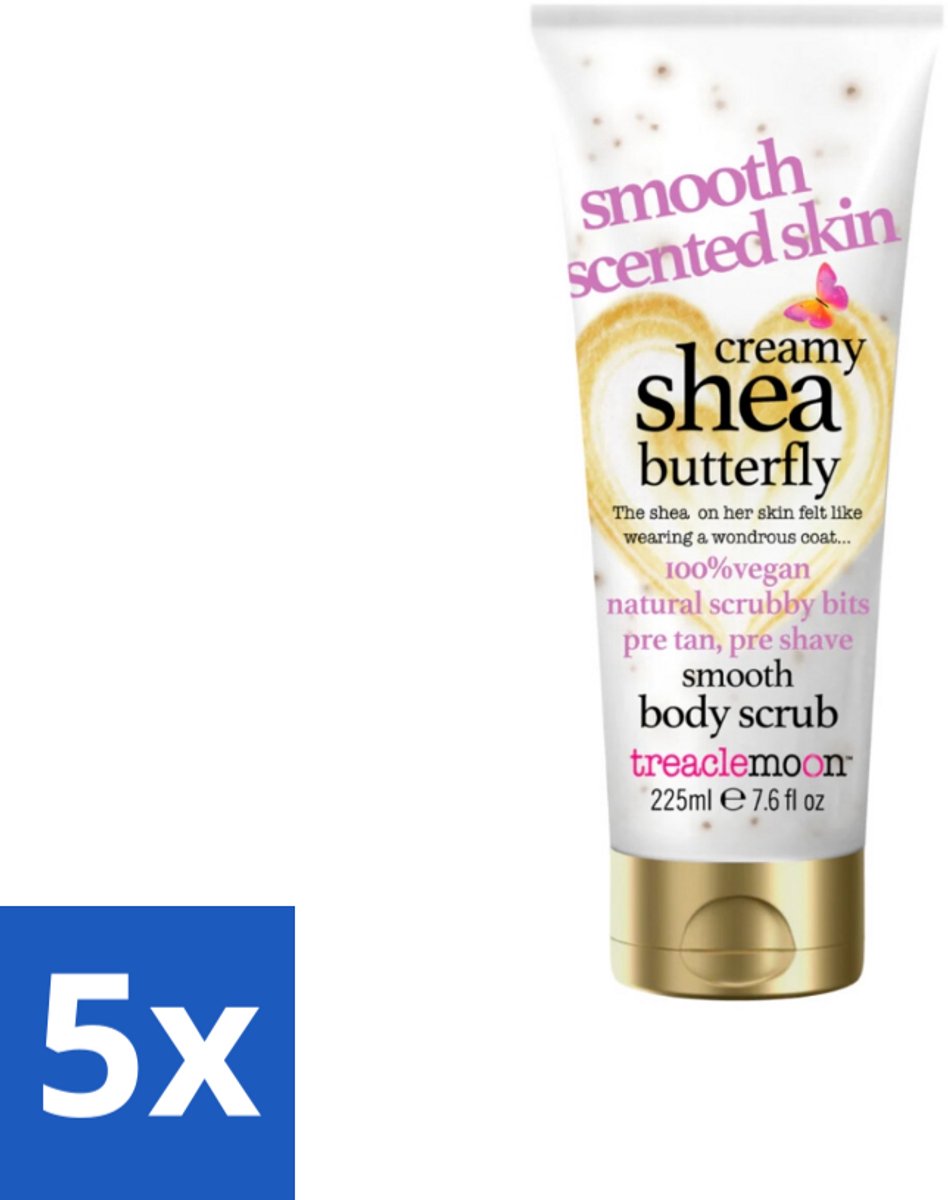 Treaclemoon – Body Scrub – Creamy Shea Butterfly – 225 ml - Bulkverpakking - 5 stuks