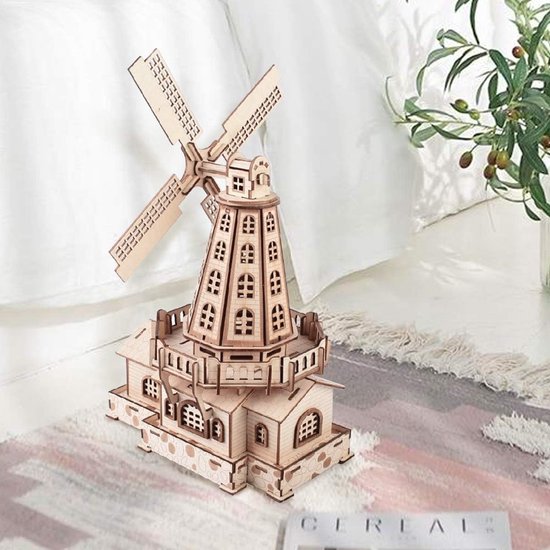 3D Houten Puzzel Windmolen Set, Bouwkits voor Volwassenen en Tieners, Creatieve DIY Cadeaus voor Verjaardagen en Kerstmis — afbeelding 2
