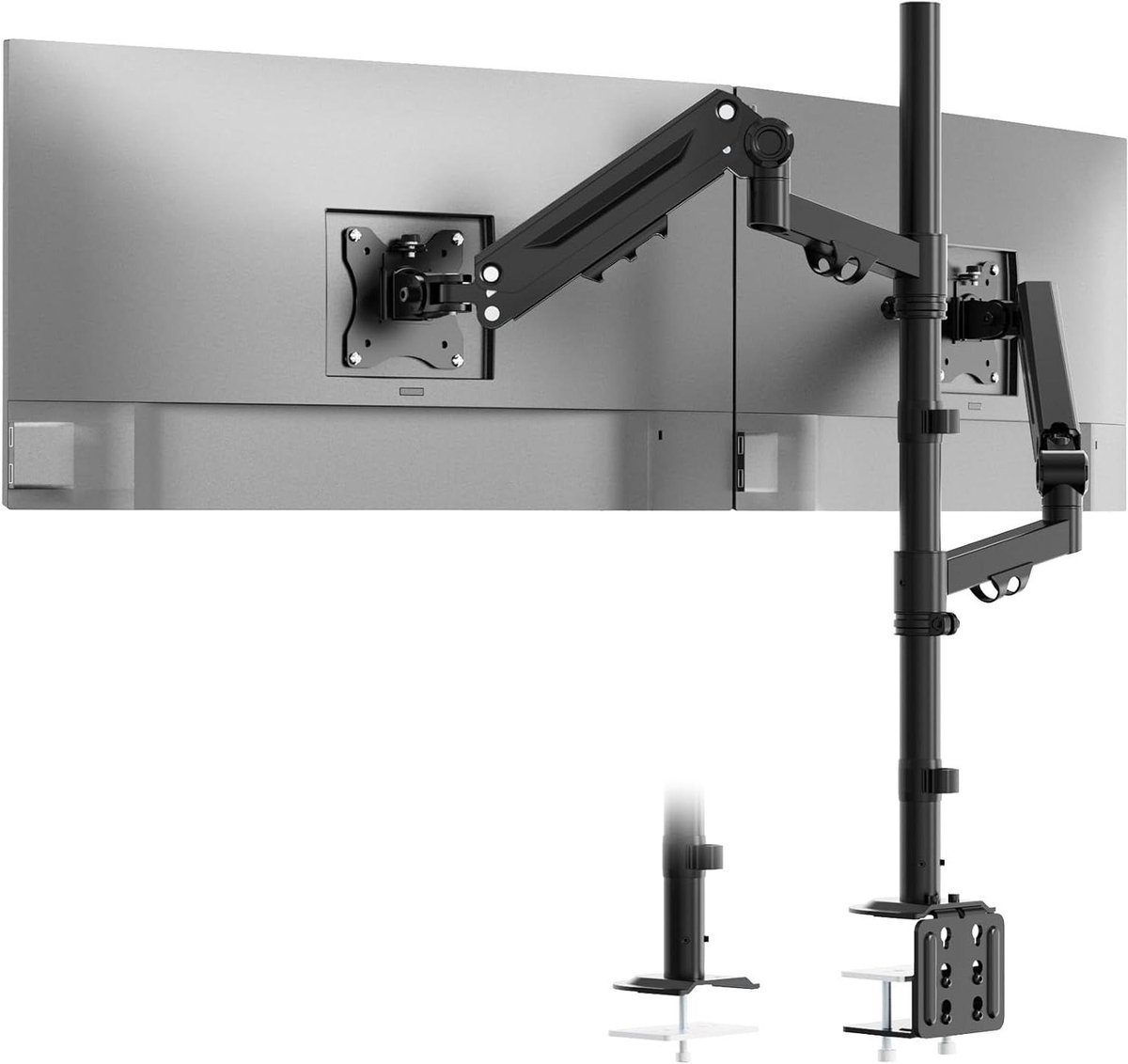 Monitorhouder - Dubbele standaard - Werkplek organiseren - Ruimtebesparend ontwerp - Tot 40 inch - Zwart