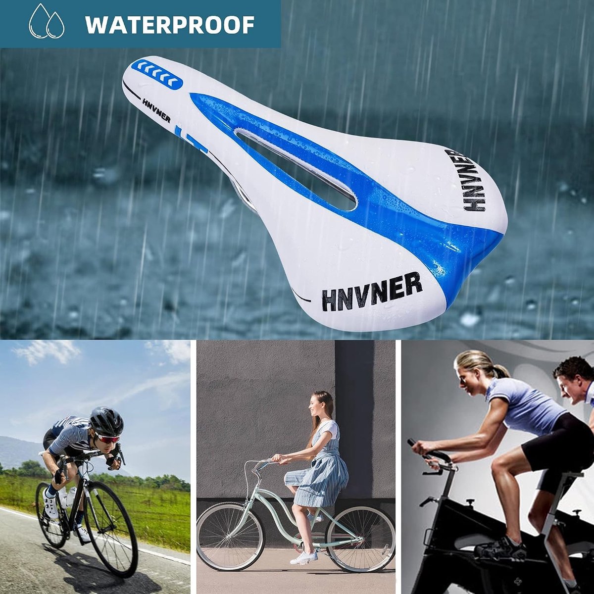 Ergonomisch mountainbikestoel met traagschuim en ademend fietskussen voor optimaal comfort, geschikt voor dames en heren, ideaal voor MTB en hometrainer