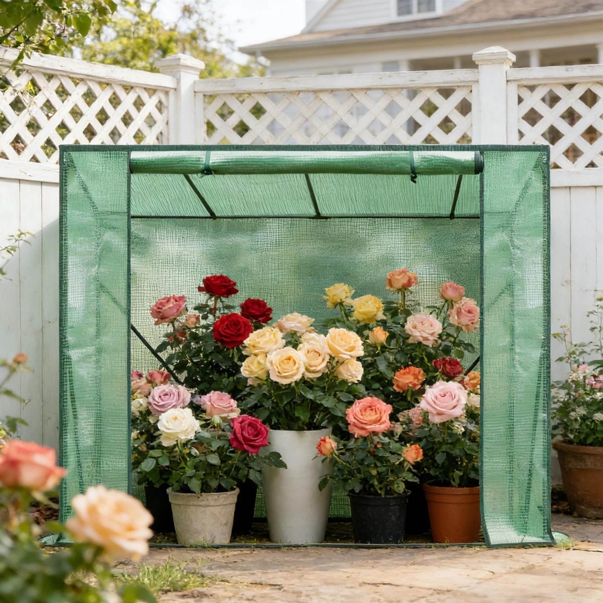 MODENUIT Foliekas 200 x 77 x 169 cm - PE Afdekking Met Staal Frame - Voor Tuin Balkon En Terras - Groen