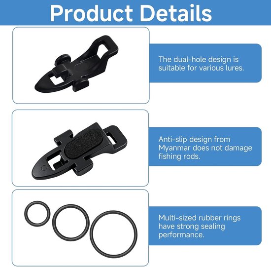 Vishaakhouders van kunststof, zwart, 10 stuks, duurzame aashouders met rubberen ring voor veilige grip, praktische visaccessoires voor vishengelbescherming en compatibiliteit met diverse vishaken — afbeelding 2